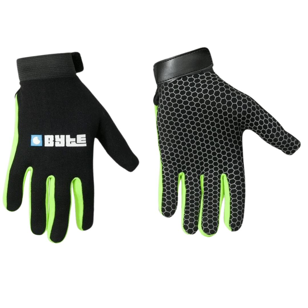 Byte | Byte Skinfit Black Gloves PAIR | Skinfit Black Gloves PAIR - Black/Green / 3XSmall | Total Hockey
