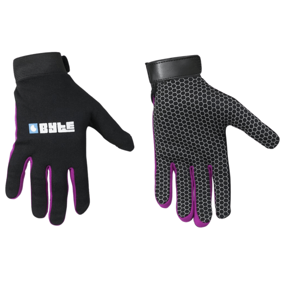 Byte | Byte Skinfit Black Gloves PAIR | Skinfit Black Gloves PAIR - Black/Purple / 3XSmall | Total Hockey