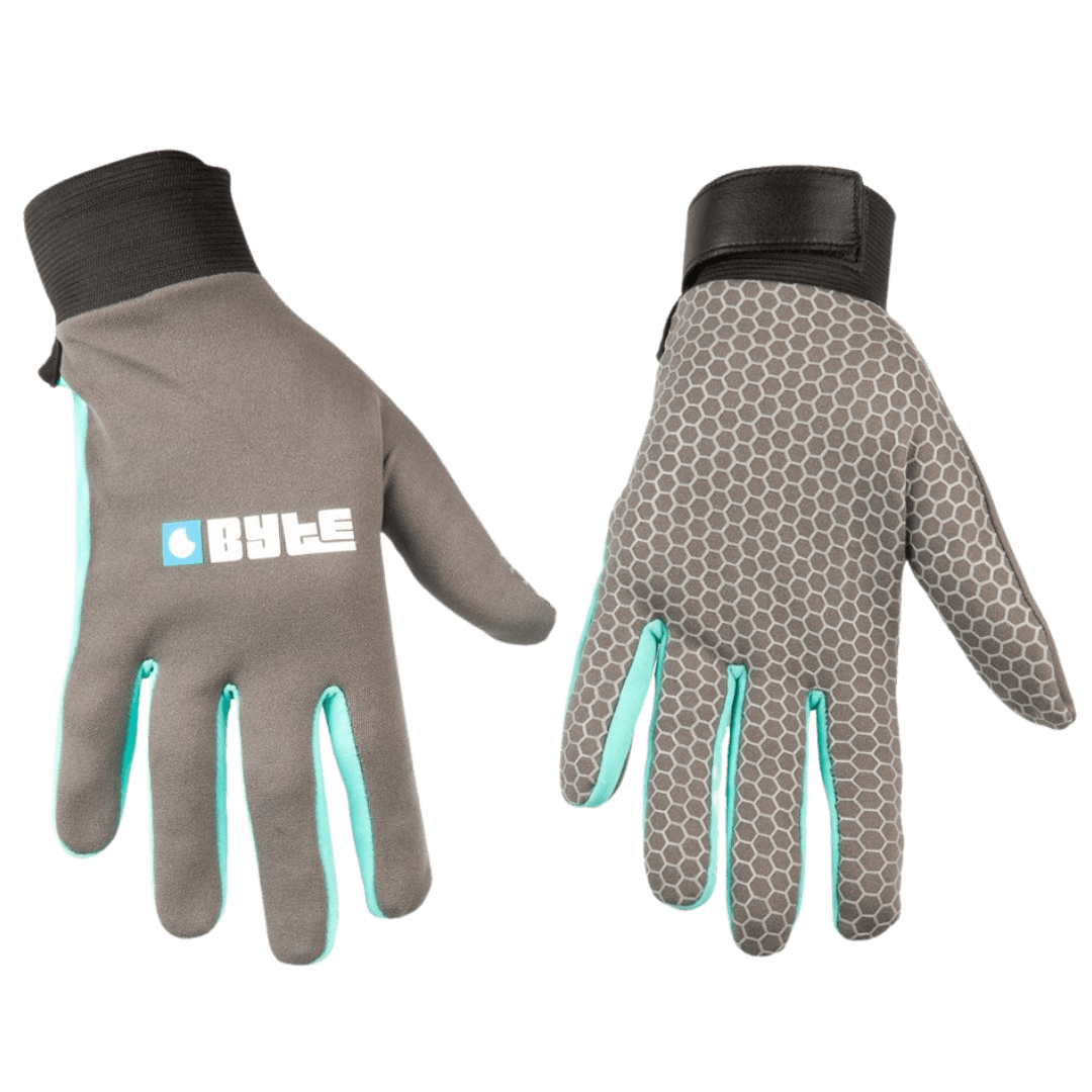 Byte | Byte Skinfit Grey Gloves PAIR | Skinfit Grey Gloves PAIR - Grey/Teal / 3XSmall | Total Hockey