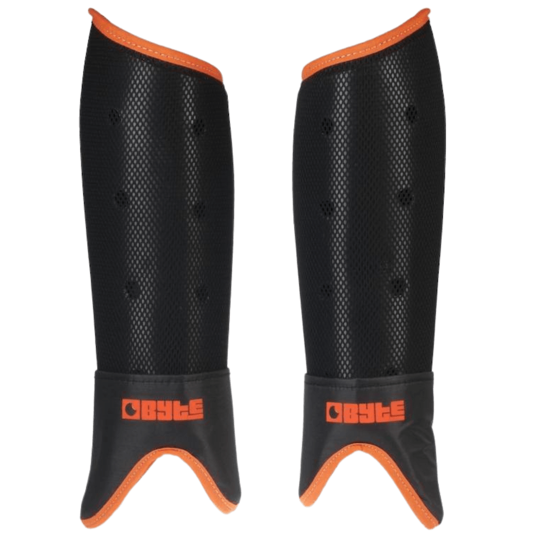 Byte | Byte SX Shinpads | SX Shinpads - Black/Orange / Small | Total Hockey