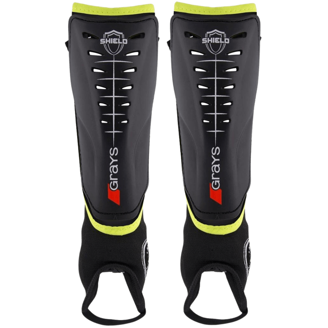 Grays | Grays Shield Shin Pads | Shield Shin Pads - Black/Yellow / 2XSmall | Total Hockey