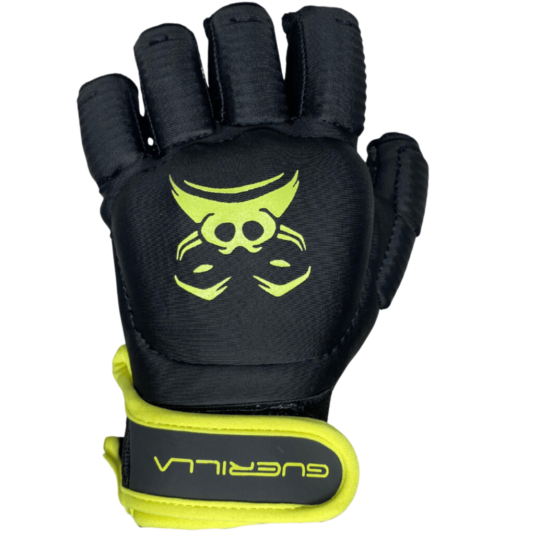Guerilla | Guerilla Blackback Glove Right Hand | Blackback Glove Right Hand - Black/Yellow / 2XSmall | Total Hockey
