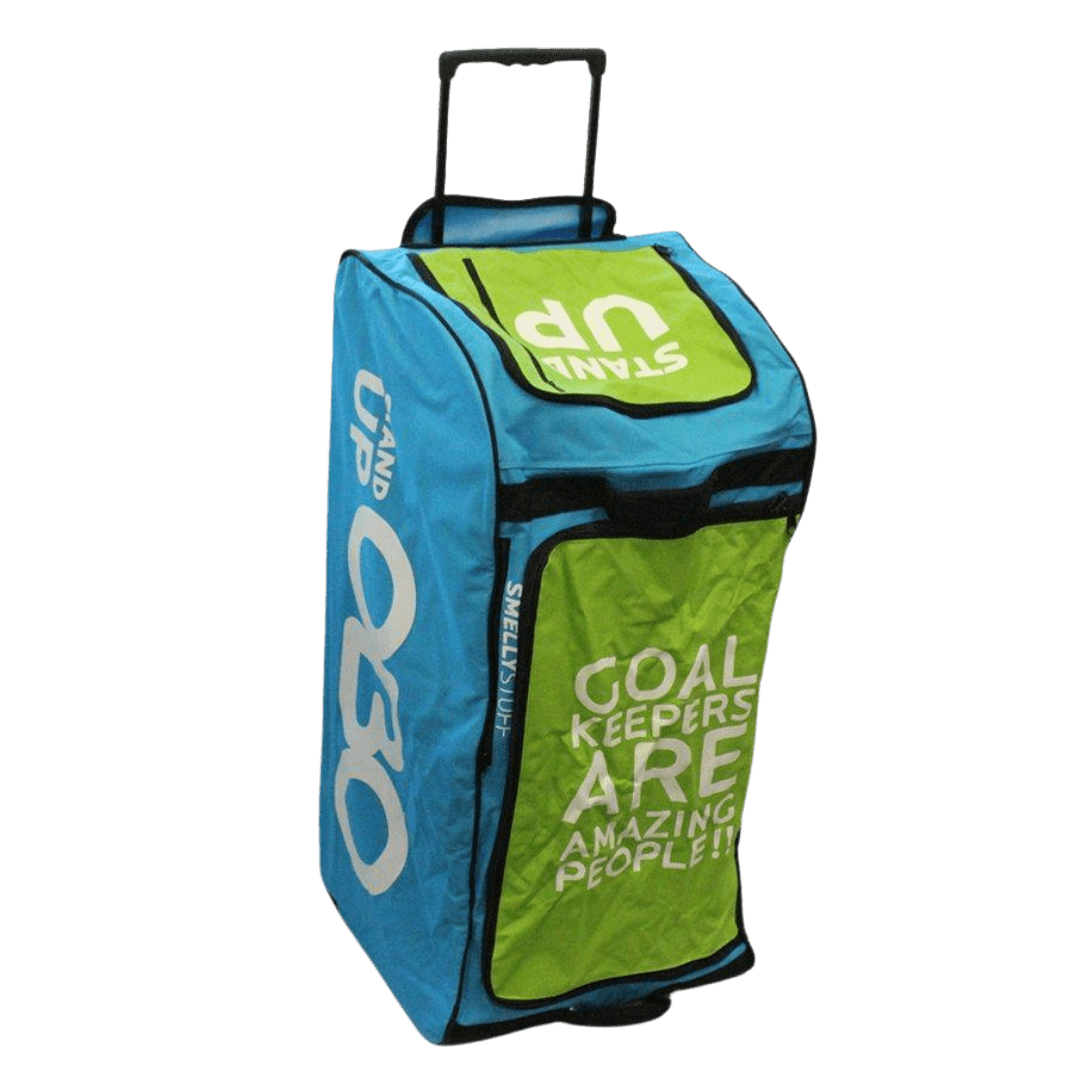 OBO | OBO Stand-Up Wheelie Bag Blue/Green | Stand-Up Wheelie Bag Blue/Green - Peron | Green | Black | Total Hockey
