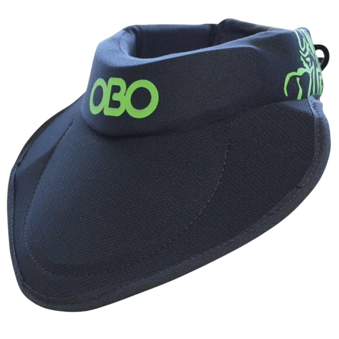 OBO | OBO RIBO Throat Guard with Bib | RIBO Throat Guard with Bib - Black/Green / One Size | Total Hockey