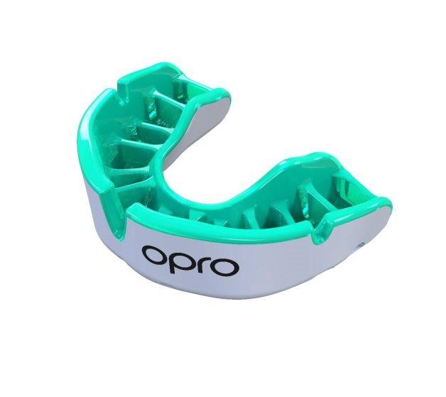 OPRO | OPRO Gold Gum Shield Gen 4 - Youth | Gold Gum Shield Gen 4 - Youth - White / Mint | Total Hockey