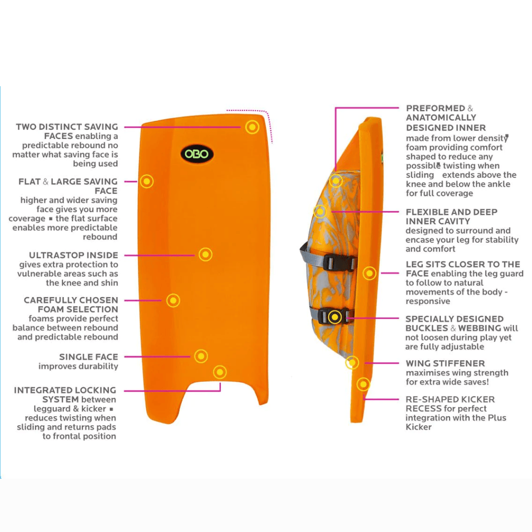 OBO | OBO ROBOT PLUS Leg guards Orange | ROBOT PLUS Leg guards Orange - Medium / Orange | Total Hockey